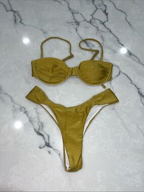 Gold Shimmer Two-Piece Bikini Set
